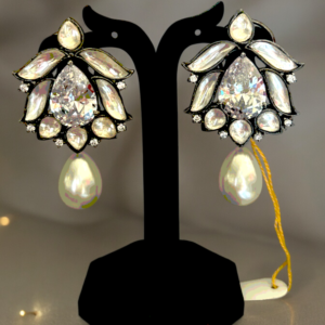 Lotus Two-Tone Stone Earrings