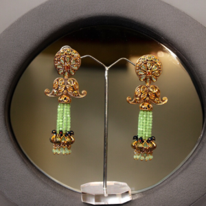 Minty Kundan Cascade Earrings