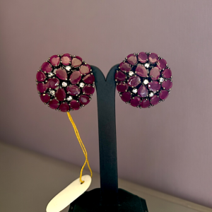 Royal Crimson Gemstone Stud Earrings