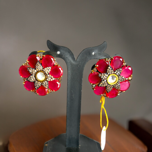 Royal Ruby Blossom Stud Earrings