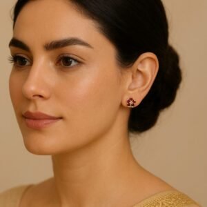 Royal Ruby Blossom Stud Earrings