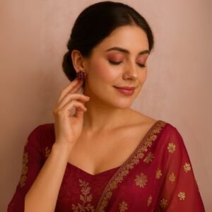 Royal Crimson Gemstone Stud Earrings